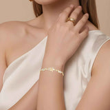 Gold Adjustable Bracelets for Women,Dainty Flower Bracelet Rhinestone Slider Floral Bracelet Floral Jewelry Adjustable Bridesmaid Bracelets Jewelry Gift