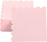 100 Pack Cocktail Napkin 2-Ply Scalloped Edged Dessert Napkins Folded 5 x 5 Inches Disposable Napkins for Dinner Wedding Birthday Party Bridal Anniversary Recepti Event (Pink)