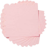 100 Pack Cocktail Napkin 2-Ply Scalloped Edged Dessert Napkins Folded 5 x 5 Inches Disposable Napkins for Dinner Wedding Birthday Party Bridal Anniversary Recepti Event (Pink)
