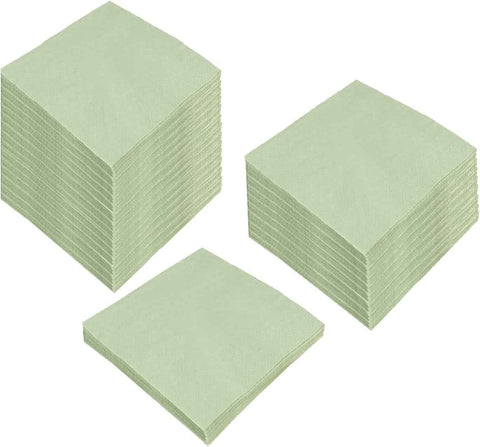 100 Pack Cocktail Napkin 2-Ply Dessert Napkins Folded 5 x 5 Inches Disposable Napkins for Dinner Wedding Birthday Party Bridal Anniversary Recepti Event (100, Sage-Green)