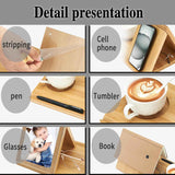 Bamboo Book Holder, Triangle Book Holder Stand with Acrylic Picture Frame, Book Rest with Cup Holder, Tablet and Kindle Stand, Book Lovers Gifts, Bookish Gifts, Bamboo Book Rest Stand
