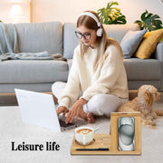 Bamboo Book Holder, Triangle Book Holder Stand with Acrylic Picture Frame, Book Rest with Cup Holder, Tablet and Kindle Stand, Book Lovers Gifts, Bookish Gifts, Bamboo Book Rest Stand