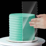 4 Pieces Large Clear Acrylic Cake Scraper Set Cakes Smoother Stripes Edge Contour Comb for DIY Icing Frosting Buttercream Cream Decorating Kitchen Baking Tool Mousse Pastry Cutter