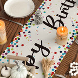 Polka Dot Beige Happy Birthday Table Runner, Seasonal Kitchen Dining Table Decoration for Home Party Decor 13x72 Inch
