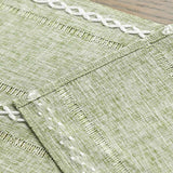 Sage Green Rustic Cotton Linen Table Runner, Seasonal Embroidered Hollow Kitchen Dining Table Decoration for Home Party Decor 13x72 Inch