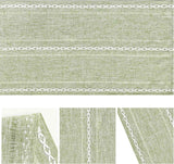 Sage Green Rustic Cotton Linen Table Runner, Seasonal Embroidered Hollow Kitchen Dining Table Decoration for Home Party Decor 13x72 Inch