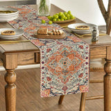 Boho Bohemia Style Orange Table Runner, Country Rustic Farmhouse Magical Fall Kitchen Dining Table Decoration for Home Party Decor 13x72 Inch