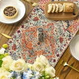 Boho Bohemia Style Orange Table Runner, Country Rustic Farmhouse Magical Fall Kitchen Dining Table Decoration for Home Party Decor 13x72 Inch