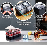 2-Pack Large Ice Cube Trays for Whiskey, Stackable & Easy-Release Silicone Square 2-inch Ice Cube Maker Mold with Lid for Freezer, Cocktail, Bourbon, Drinks