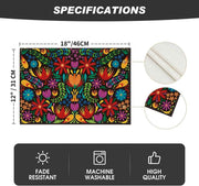 Mexican Cinco De Mayo Placemats for Dining Table, 12 x 18 Inch Floral Fiesta Dia De Los Muertos Decoration Washable Table Mats Set of 4