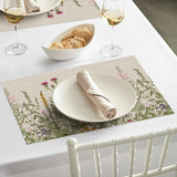 Wildflower Vinyl Placemats Set of 4, Washable Non-Slip Plastic PVC Table Mats for Spring Party Kitchen Dining Decor, 12x18 Inch