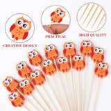 100 Pack Owl Toothpicks for Appetizers, 4.7 Inch Natural Bamboo Cocktail Picks for Cake Dessert Food Picks Wedding Birthday Party Decoration
