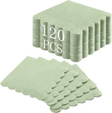 120 Pcs Cocktail Napkins Sage Green Wedding Napkins Disposable Baby Shower Scalloped Napkins for Bridal Shower, Birthday, 5 x 5 Inch