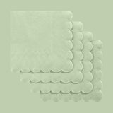 120 Pcs Cocktail Napkins Sage Green Wedding Napkins Disposable Baby Shower Scalloped Napkins for Bridal Shower, Birthday, 5 x 5 Inch