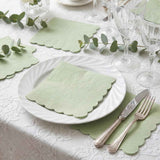 120 Pcs Cocktail Napkins Sage Green Wedding Napkins Disposable Baby Shower Scalloped Napkins for Bridal Shower, Birthday, 5 x 5 Inch