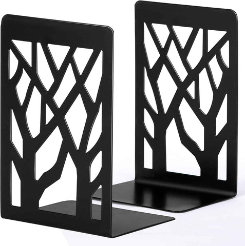 Book Ends, Bookends, Book Ends for Shelves, Bookends for Shelves, Bookend, Book Ends for Heavy Books, Book Shelf Holder Home Decorative, Metal Bookends, Bookend Supports, Book Stoppers (1 Pair, Black)