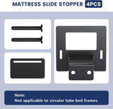 Non Slip Mattress Gaskets for Metal Bed Frame, Mattress Holder in Place Gripper, Adjustable Mattress Retainer Bar, Keep Mattress from Sliding Gripper, 4 PCS, Black