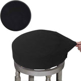 Bar Stool Covers, Luxury Fabric Dia.16-18" Round Crease-Resistant Stretchy Washable Jacquard Dustproof Stool Seat Slipcover, L-Black-1 Count