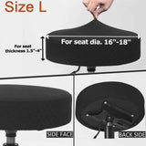 Bar Stool Covers, Luxury Fabric Dia.16-18" Round Crease-Resistant Stretchy Washable Jacquard Dustproof Stool Seat Slipcover, L-Black-1 Count