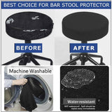 Bar Stool Covers, Luxury Fabric Dia.16-18" Round Crease-Resistant Stretchy Washable Jacquard Dustproof Stool Seat Slipcover, L-Black-1 Count