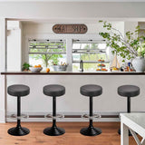 Bar Stool Covers Round Set of 2, Waterproof PU Seat Covers With Elastic Bands, Chair Covers Washable Cushion Slipcover for 12-15 Inch - Black