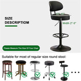 Bar Stool Covers Round Set of 2, Waterproof PU Seat Covers With Elastic Bands, Chair Covers Washable Cushion Slipcover for 12-15 Inch - Black