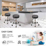 Bar Stool Covers Round Set of 2, Waterproof PU Seat Covers With Elastic Bands, Chair Covers Washable Cushion Slipcover for 12-15 Inch - Black