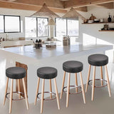 Bar Stool Covers Round Set of 2, Waterproof PU Seat Covers With Elastic Bands, Chair Covers Washable Cushion Slipcover for 12-15 Inch - Black