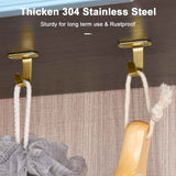 Stainless Steel Screw Mounted Ceiling Hooks, Under-Shelf Towel/Robe Clothes Hook Heavy Duty Coat Hanger for Bathroom Kitchen Cabinet Garage, 10 Pack (Brushed Gold)