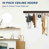 Stainless Steel Screw Mounted Ceiling Hooks, Under-Shelf Towel/Robe Clothes Hook Heavy Duty Coat Hanger for Bathroom Kitchen Cabinet Garage, 10 Pack (Brushed Gold)