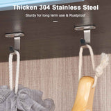 Stainless Steel Screw Mounted Ceiling Hooks, Under-Shelf Towel/Robe Clothes Hook Heavy Duty Coat Hanger for Bathroom Kitchen Cabinet Garage, 10 Pack (Brushed Nickel)