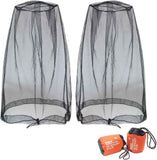 Mosquito Head Net Mesh, Face Neck Fly Netting Hood from Bugs Gnats Noseeums Screen Net for Any Outdoor Lover- with Carry Bags Fits Most Sizes of Hats Caps (2pcs, Black, Updated Big Net)