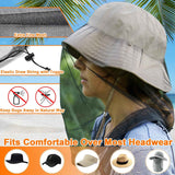 Mosquito Head Net Mesh, Face Neck Fly Netting Hood from Bugs Gnats Noseeums Screen Net for Any Outdoor Lover- with Carry Bags Fits Most Sizes of Hats Caps (2pcs, Black, Updated Big Net)