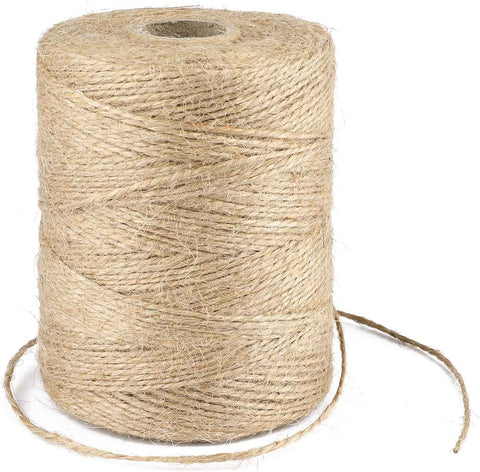 Natural Jute Twine, 1.5MM 984 Feet Gift Wrapping Twine String, 2 Ply Thin Brown Hemp String for DIY Arts & Crafts, Garden Plants, Crochet, Macrame, Christmas