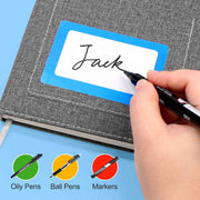 Name Tag Label Stickers Colored -  500 Pcs Blank Plain Name Labels Sticker Rolls with Colorful Border for Office School (2.25" x 3.5")