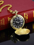 Men's Quartz Pocket Watch with Black Dial and Chain