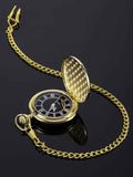 Men's Quartz Pocket Watch with Black Dial and Chain