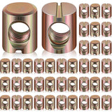 50 Pcs Metric M6 Barrel Nuts Cross Dowels Slotted Nuts Bunk Bed Replacement Hardware Headboard Hardware Kit for Baby Bed Crib Chairs Furniture M6 x 10 mm x 13 mm(Gold)