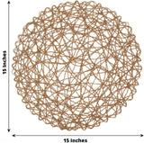 Efavormart 6 Pack 15" Natural Metallic String Round Placemats for Wedding Events Birthday Party