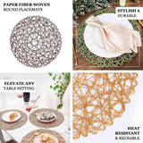 Efavormart 6 Pack 15" Natural Metallic String Round Placemats for Wedding Events Birthday Party