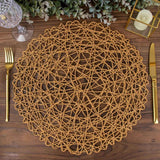 Efavormart 6 Pack 15" Natural Metallic String Round Placemats for Wedding Events Birthday Party
