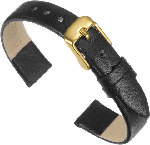 Multi-sizes Genuine Leather Band, Flat Thin Elegant Leather Watch Strap for Men and Women
