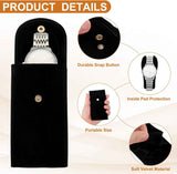2 Pcs Velvet Watch Pouch, Portable Watch Travel Case Soft Watch Storage Bag with Snap Button Concave Inner Pad for Men and Women Gift, Black/Blue
