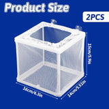 2 Pack Fish Incubator Mesh Box Aquarium, 6.3" x 5.51" x 5.91" Breeder Box for Fish Tank White Nylon Mesh Fishes Breeder Boxes for Aquarium Juvenile Fishes Separation Net Fry Hatchery with Suction Cups