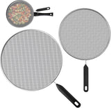 2-Pack Splatter Screen for Frying Pan - 8'' 10'' Stainless Steel Grease Splatter Guard - Cover Oil Splash when Sizzling Bacon - Fine Mesh Cover, Splatter Screen for Frying Pan, Cooking Pots