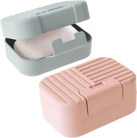 2 Pack Travel Soap Case with Lever - Holder for Soap & Shampoo Bars with Secure 4-Point Closure