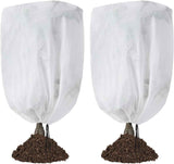 2 Pack Frost Protection Plant Covers White Frost Resistant Fabric Tree Cover with Drawstring Outdoor Greenhouse Winter Protection for Plants Shrubs Potted Plants