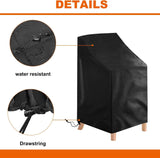 2 Pack Waterproof Outdoor Furniture Covers for Garden Cushions Stacking Chairs Black