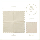 200 Pack Cocktail Napkin 2-Ply Scalloped Edged Dessert Napkins Folded 5 x 5 Inches Disposable Napkins for Dinner Wedding Birthday Party Bridal Anniversary Recepti Event (Milky-White)