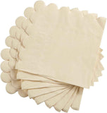 200 Pack Cocktail Napkin 2-Ply Scalloped Edged Dessert Napkins Folded 5 x 5 Inches Disposable Napkins for Dinner Wedding Birthday Party Bridal Anniversary Recepti Event (Milky-White)